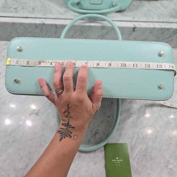 Kate Spade Satchel Bag Purse with Double Zipper 8" Drop - Aqua - Picture 12 of 16
